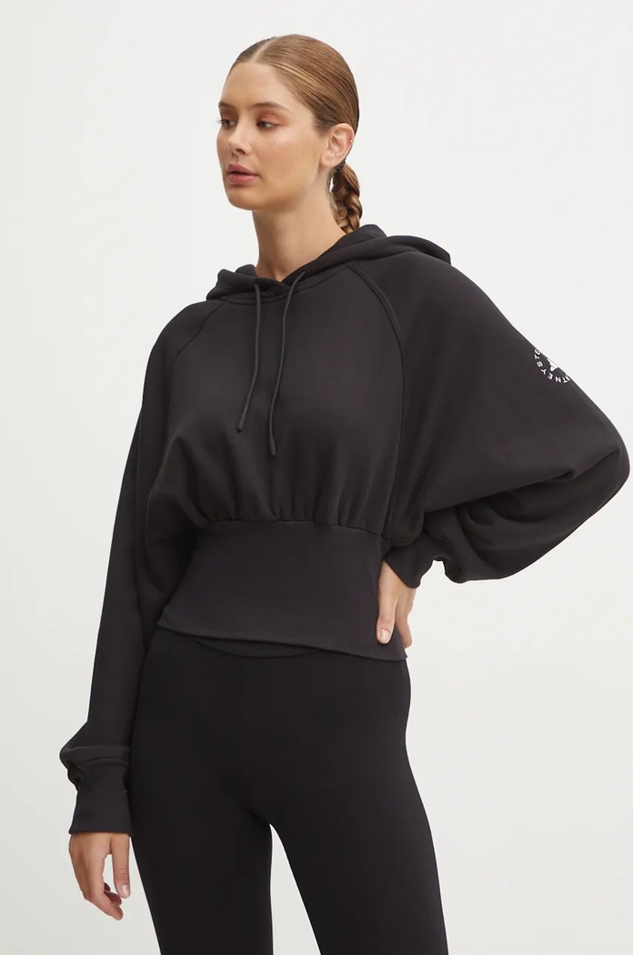 Tepláková mikina adidas by Stella McCartney s kapucí černá JG1543