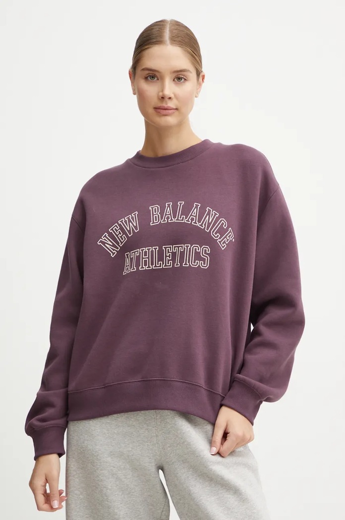Mikina New Balance bez kapuce fialová WT43516PLN