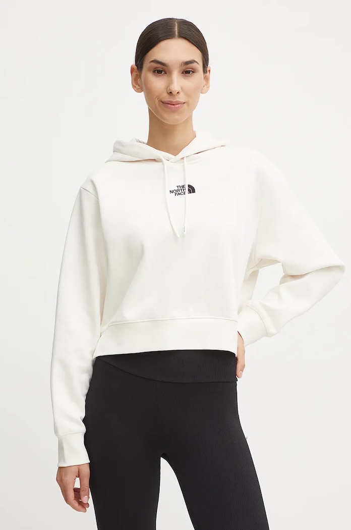 Mikina The North Face Essential Crop Hoodie jednofarebný béžová NF0A89EXQLI1