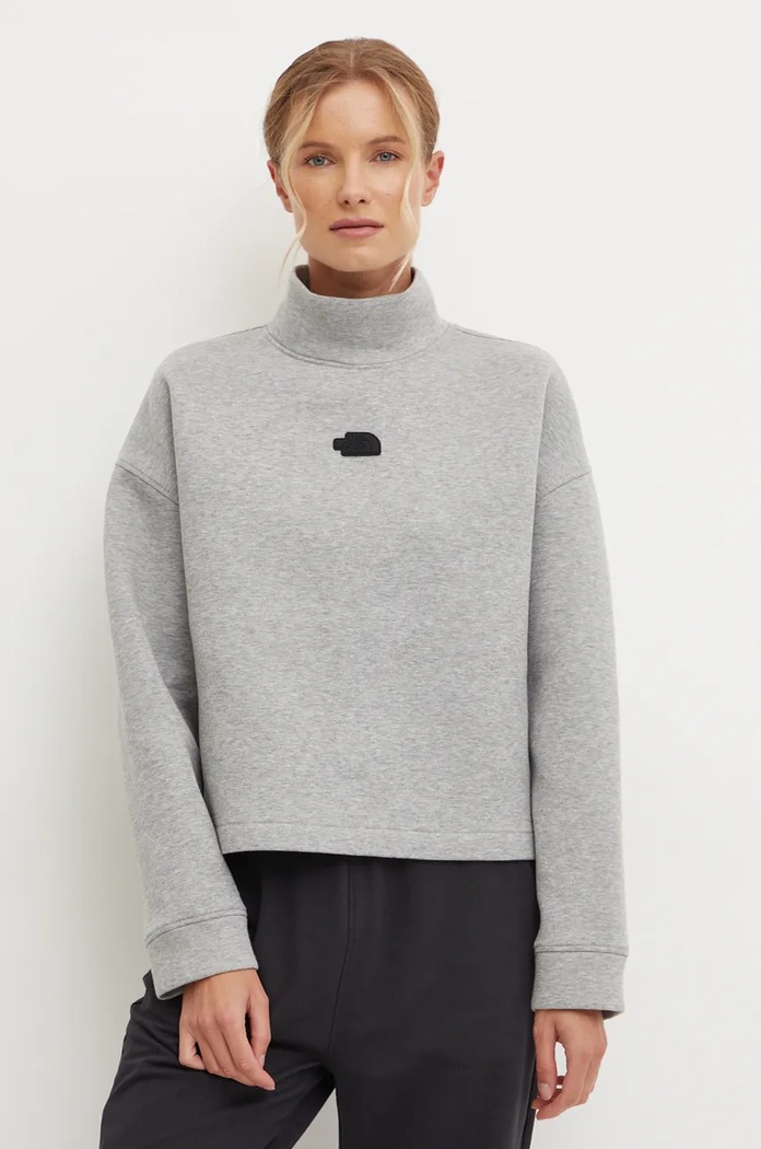The North Face felső Mock Neck Sweatshirt melanzs szürke NF0A89C1EC41