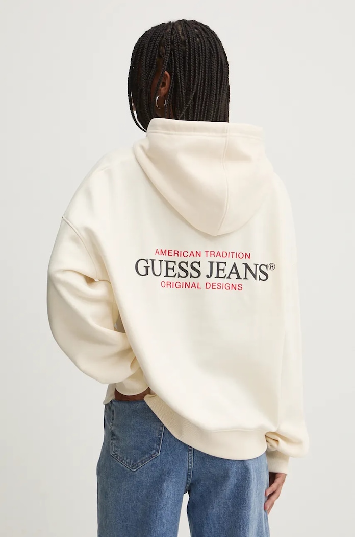 Pulover Guess Jeans S kapuco bež W4BQ21.KC811