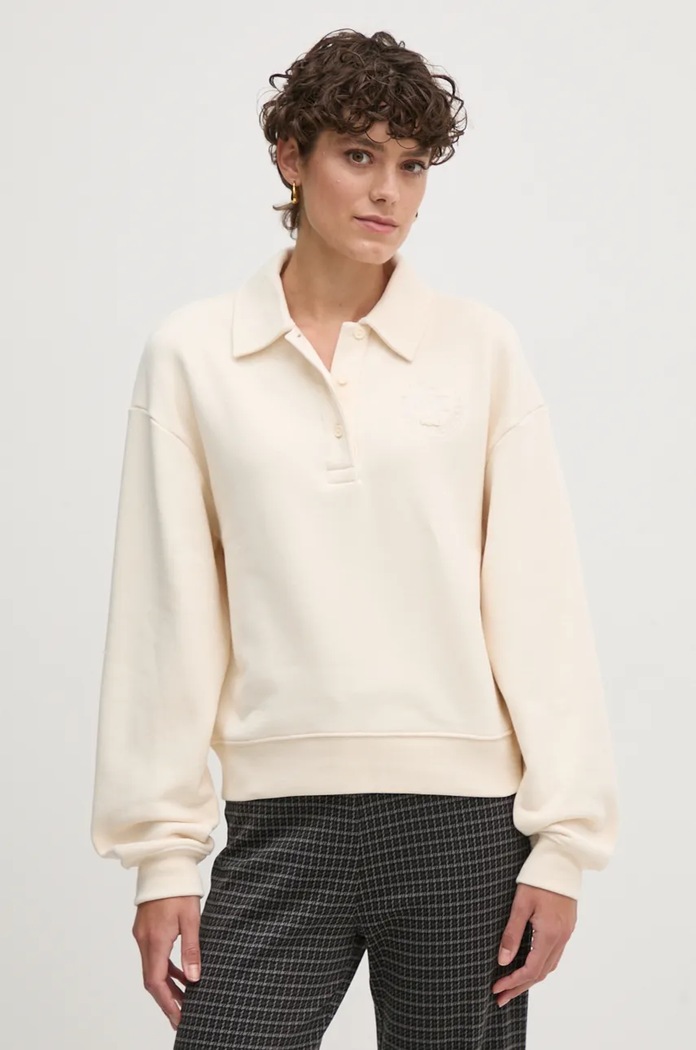 Lacoste bluza bawełniana bawełna beżowy SF2641