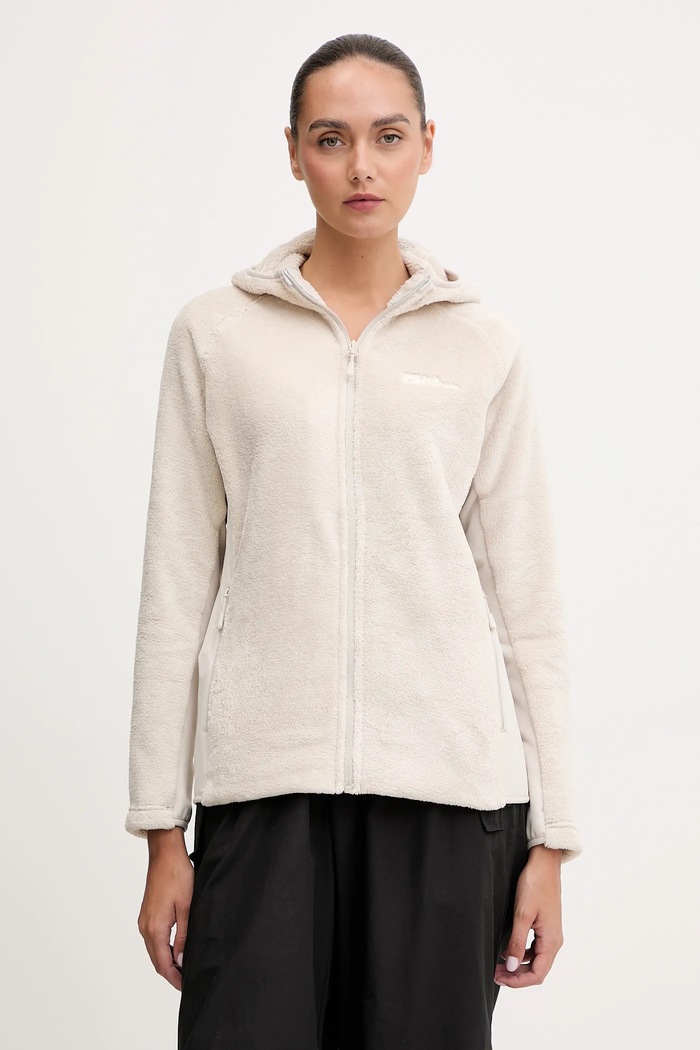 Αθλητική μπλούζα Jack Wolfskin Rotwand με κουκούλα μπεζ A61897