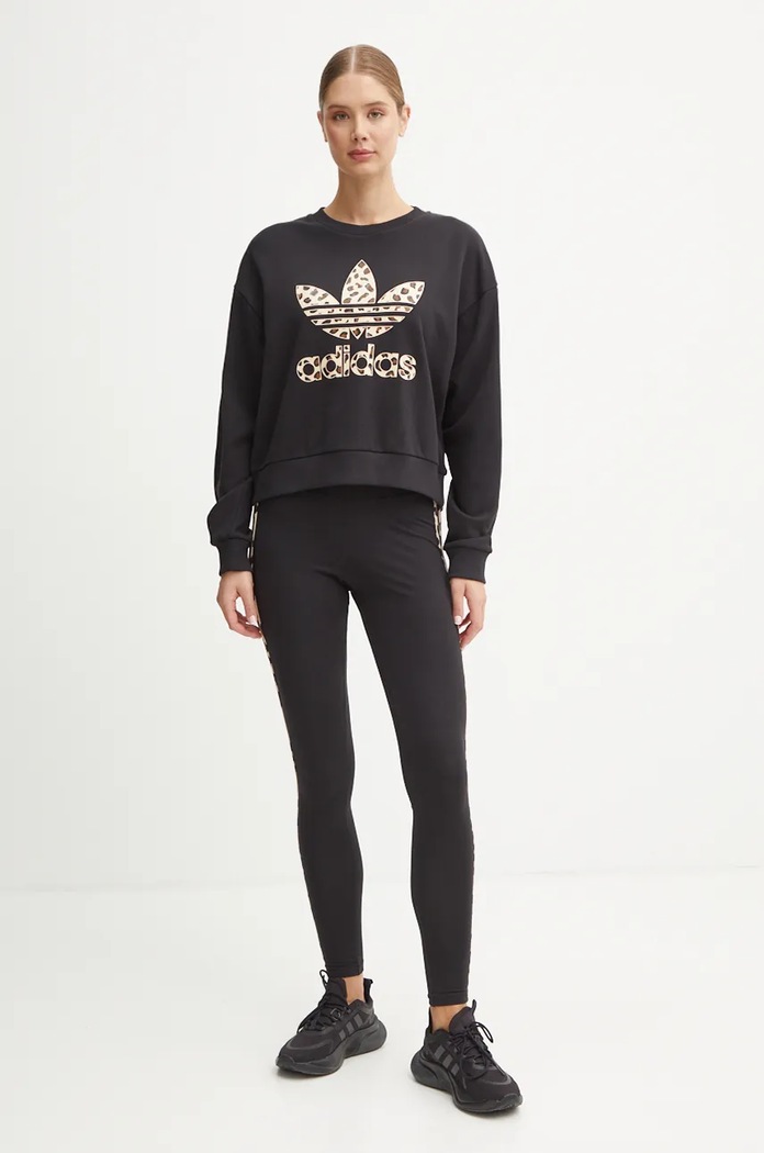 Bavlnená mikina adidas Originals Leopard Sweat IW8480 čierna AW24