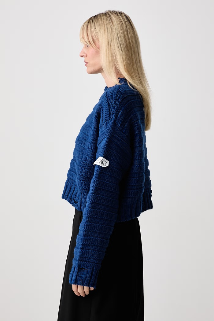 MM6 Maison Margiela sweter damski z wełną niebieski S52HL0031.M13040
