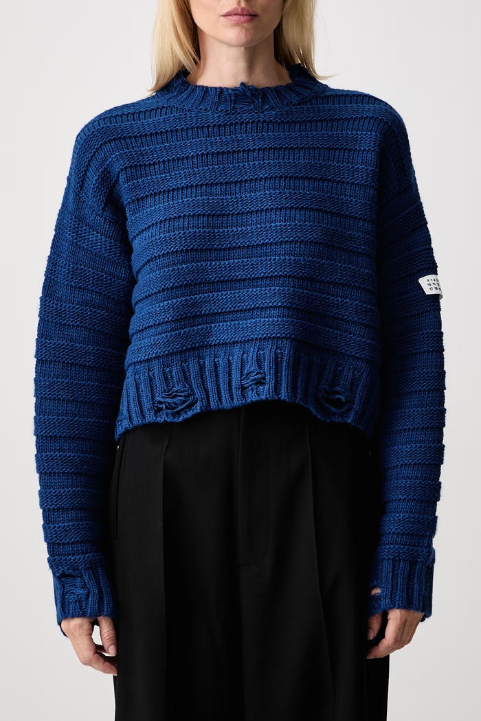 MM6 Maison Margiela sweter damski z wełną S52HL0031.M13040 niebieski