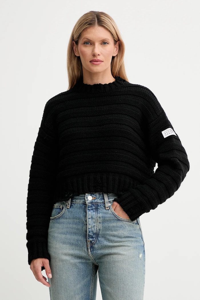 MM6 Maison Margiela wool jumper round neck black S52HL0031.M13040