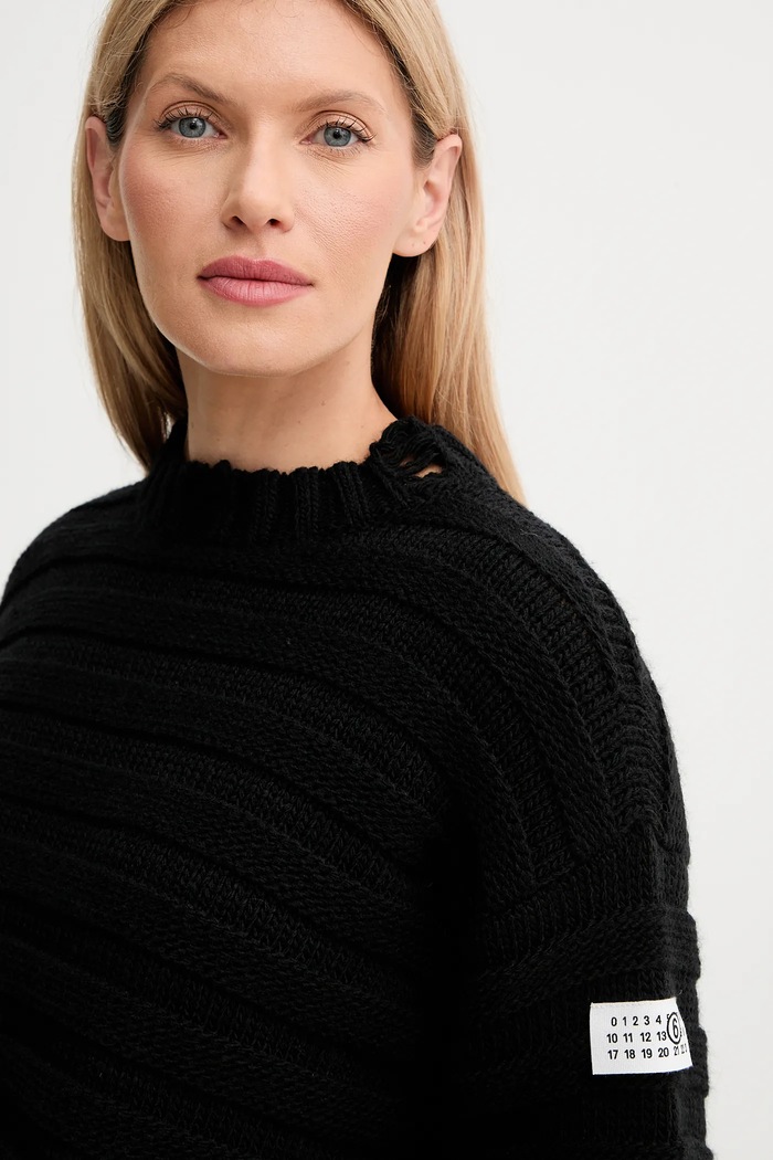 MM6 Maison Margiela sweter wełniany czarny S52HL0031.M13040