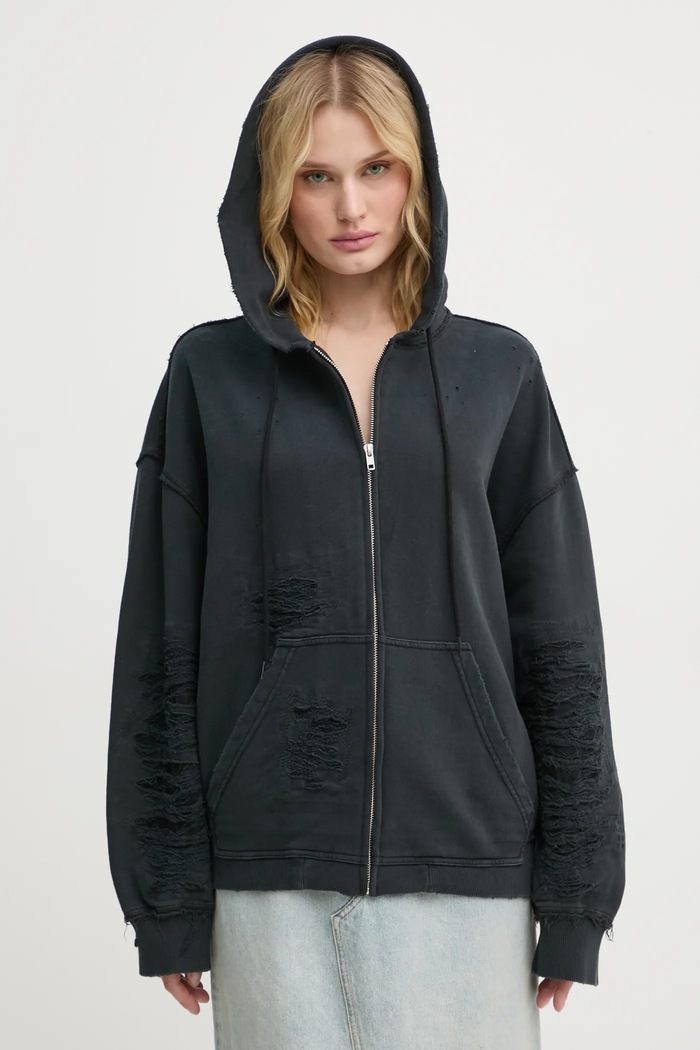 Bavlněná mikina MM6 Maison Margiela s kapucí šedá S62GU0130.M25004