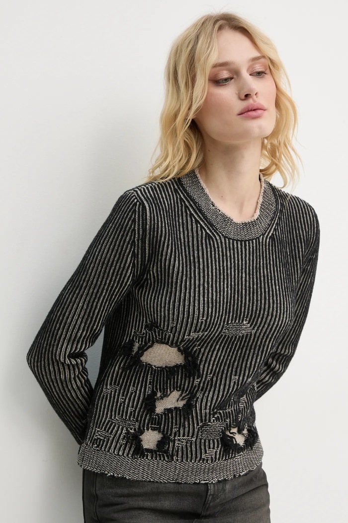 MM6 Maison Margiela reversible wool sweater round neck black S62HL0026.M13076