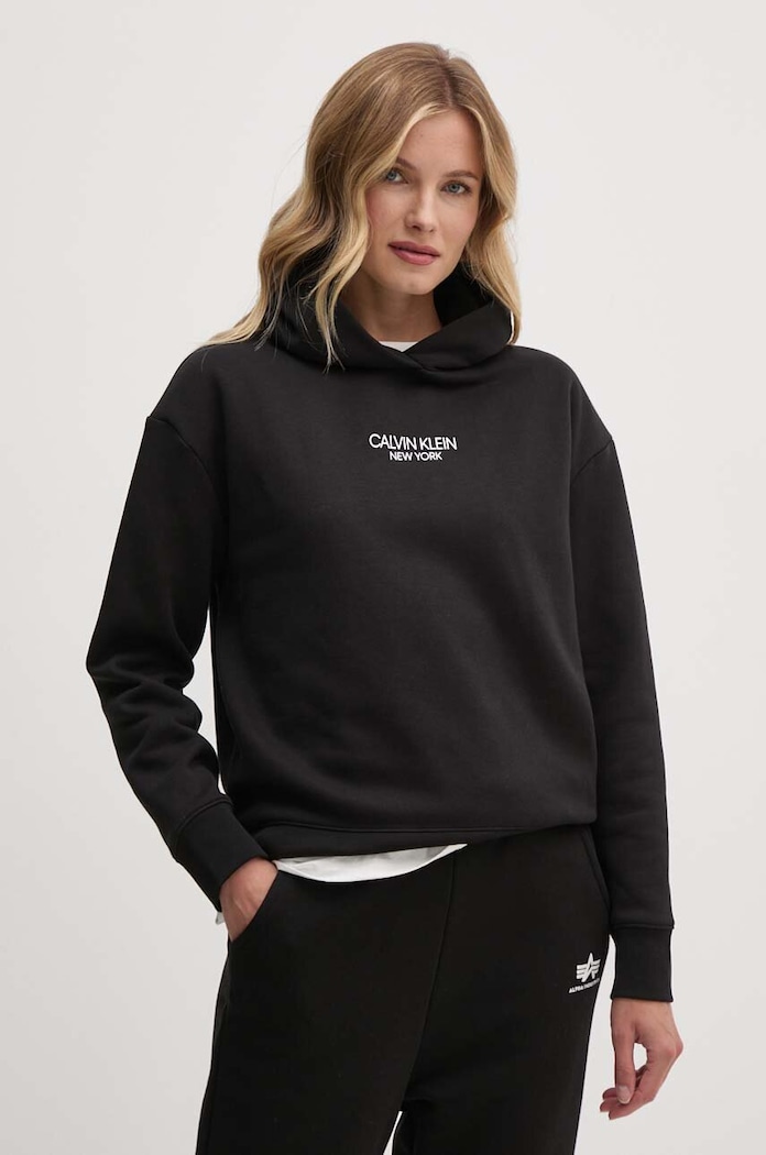 Mikina Calvin Klein s kapucí černá K20K208063