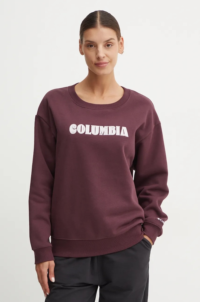 Mikina Columbia Meridian Creek Crew bez kapuce burgundské 2086051