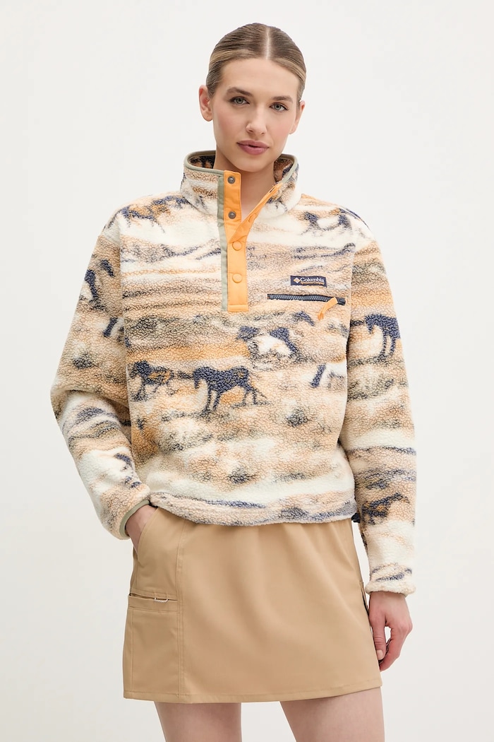 Columbia fleece mikina dámská Helvetia bez kapuce béžová 2098501