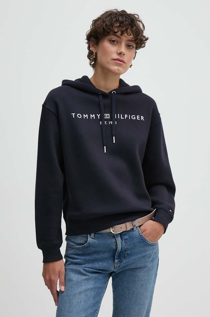 Μπλούζα Tommy Hilfiger απλικέ σκούρο μπλε WW0WW43598