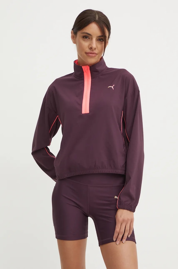 Joggingová mikina Puma For Her bez kapuce fialová 525743