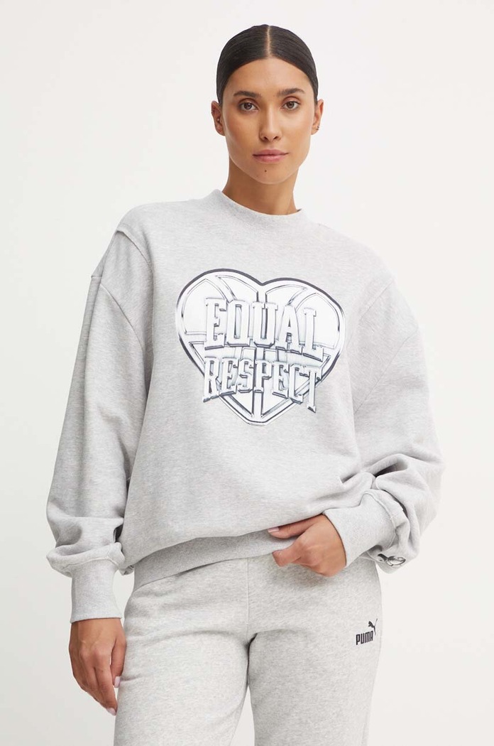 Bombažen pulover Puma Brez kapuce siva 682293