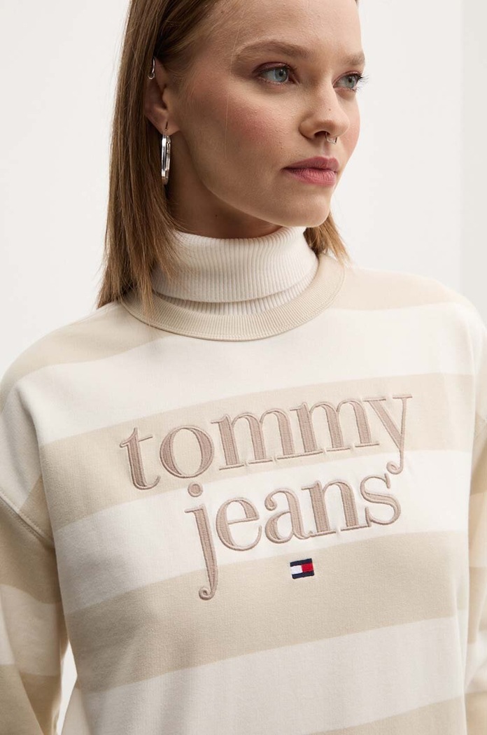 Bavlněná mikina Tommy Jeans béžová DW0DW19041