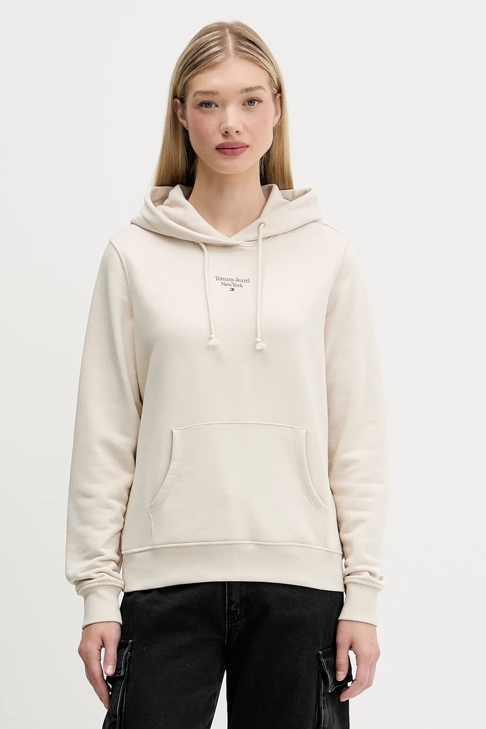 Mikina Tommy Jeans s kapucí béžová DW0DW19712