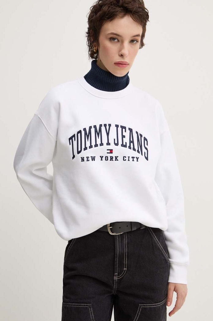 Mikina Tommy Jeans bez kapuce bílá DW0DW19824