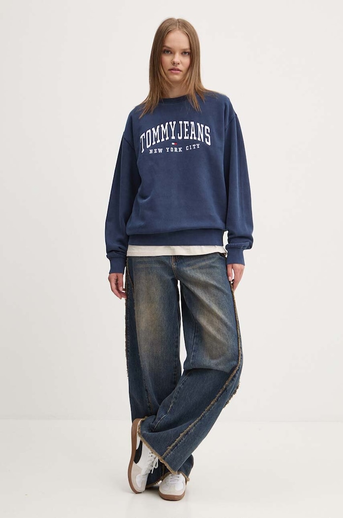 Mikina Tommy Jeans bez kapuce námořnická modř DW0DW19824