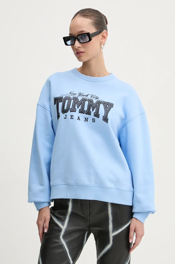Dukserica Tommy Jeans print plava DW0DW19845