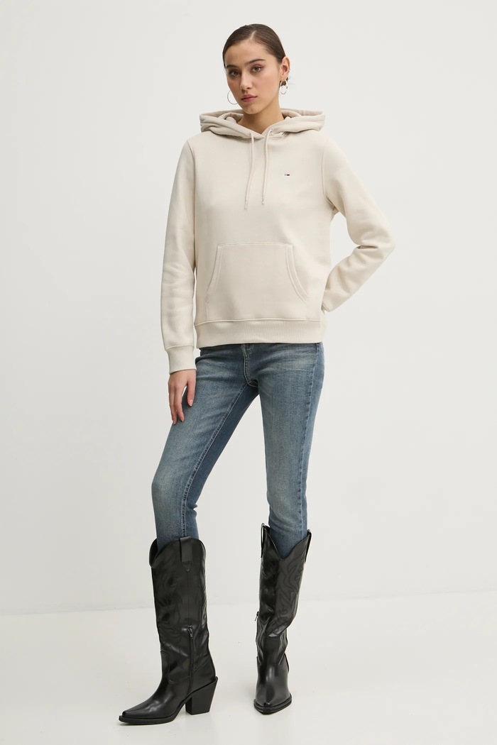 Tommy Jeans bluza damska z bawełną DW0DW19958 beżowy SS26