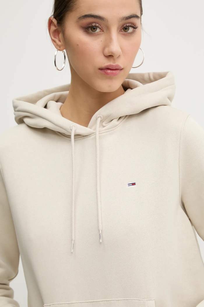 Tommy Jeans bluza damska z bawełną beżowy DW0DW19958