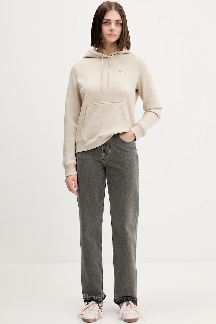 Tommy Jeans mikina dámska s bavlnou DW0DW19958 béžová SS26