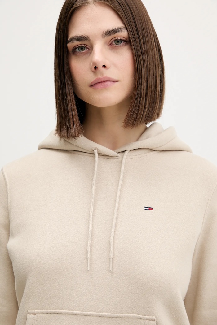 Tommy Jeans mikina dámska s bavlnou béžová DW0DW19958