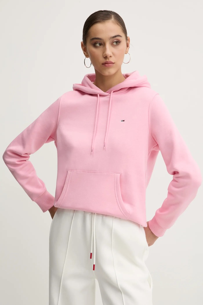 Tommy Jeans mikina dámská s bavlnou růžová DW0DW19958