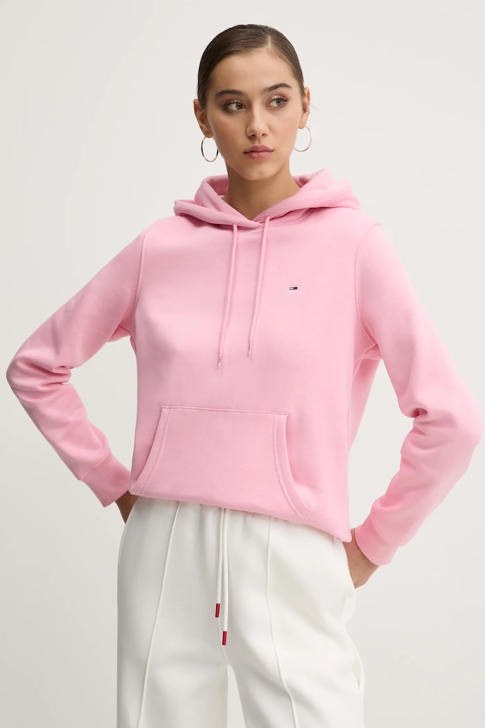 Tommy Jeans mikina dámská s bavlnou růžová DW0DW19958