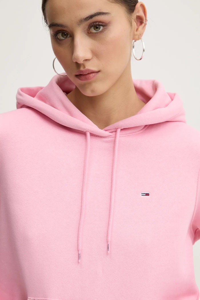 Tommy Jeans mikina dámská s bavlnou růžová DW0DW19958
