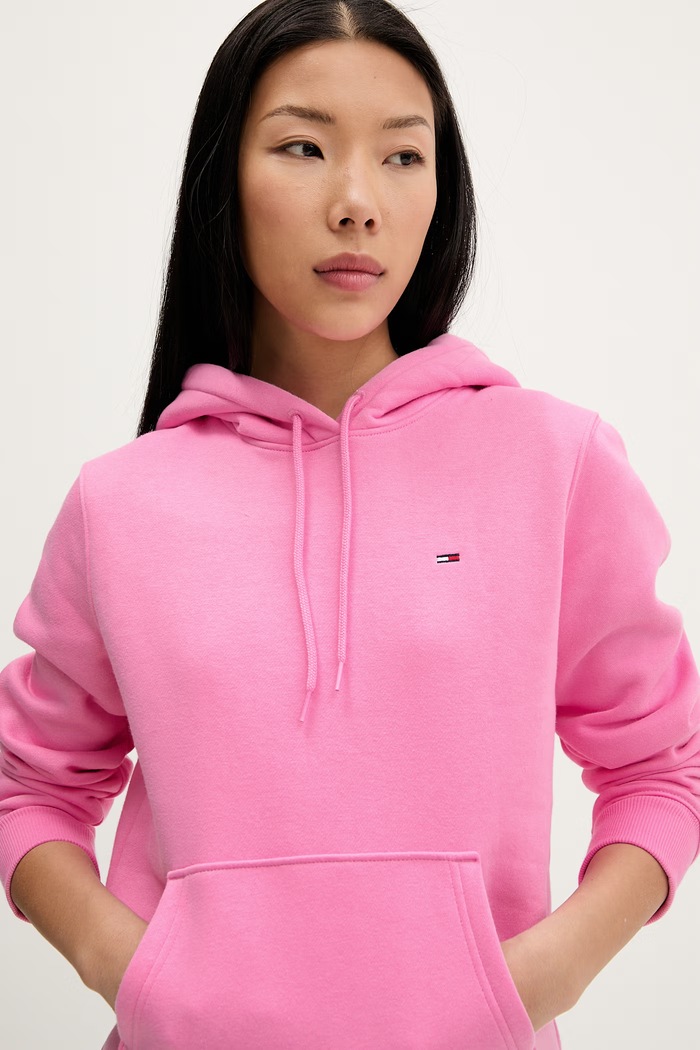 Tommy Jeans hanorac pentru femei, cu bumbac roz DW0DW19958