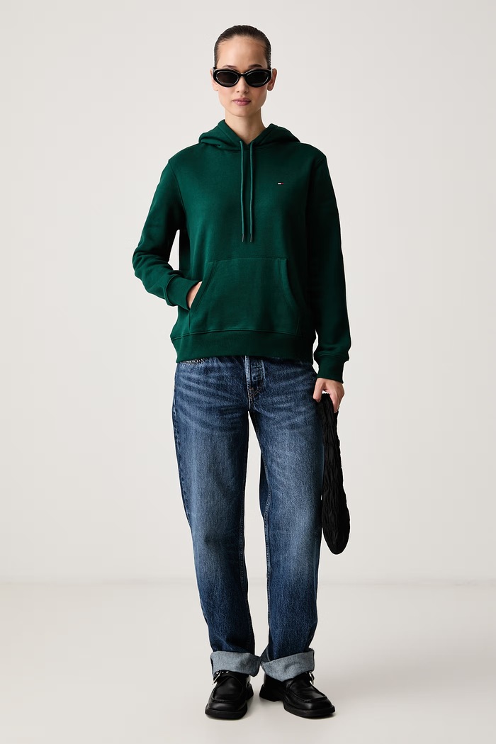 Tommy Jeans Bluza damska z bawełną DW0DW19958 zielony SS26