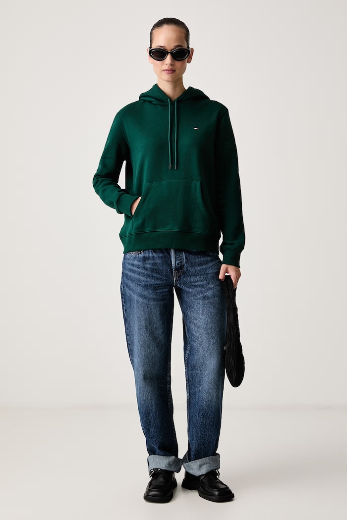 Tommy Jeans Bluza damska z bawełną DW0DW19958 zielony SS26