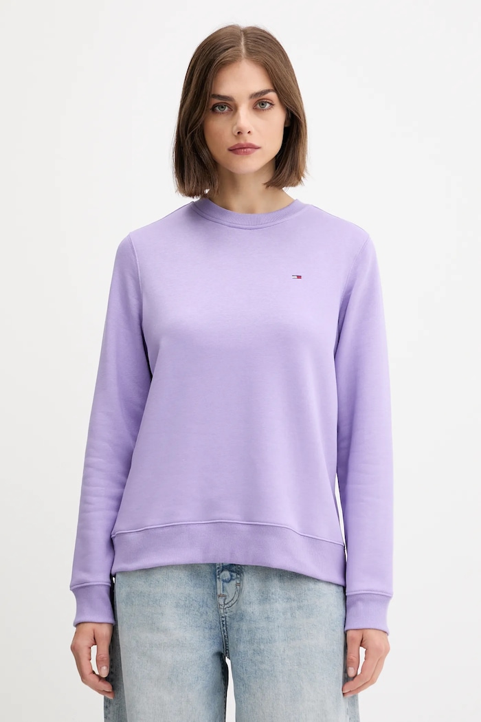 Tommy Jeans Hanorac pentru femei, cu bumbac violet DW0DW19959