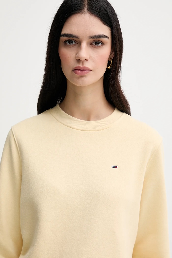 Ruházat Tommy Jeans melegítőfelső női pamuttal DW0DW19959 bézs