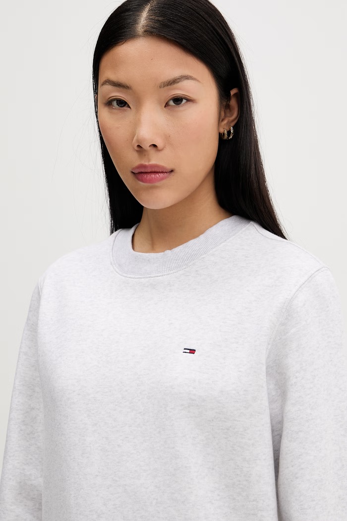 Tommy Jeans hanorac pentru femei, cu bumbac gri DW0DW19959