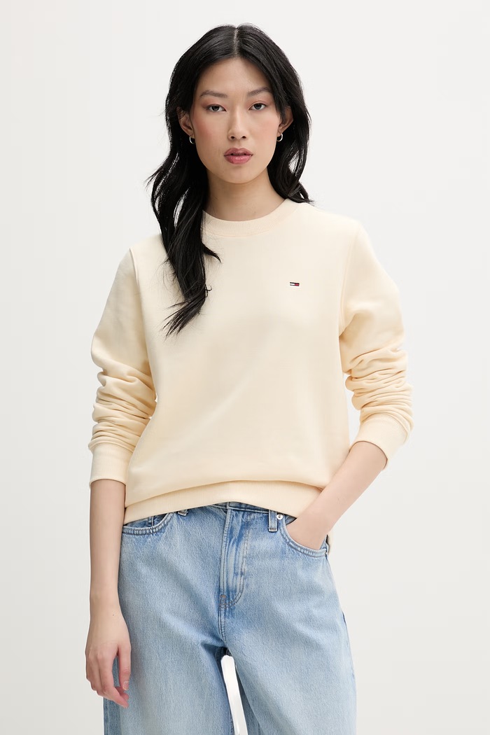 Tommy Jeans суичър дамски с памук жълт DW0DW19959