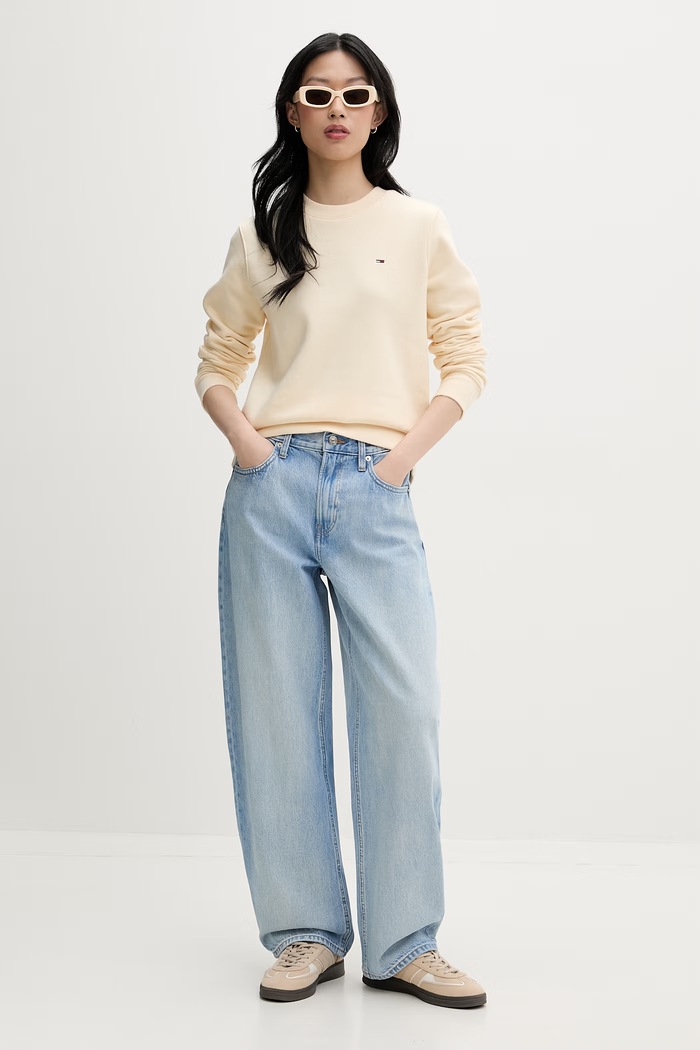 Tommy Jeans суичър дамски с памук DW0DW19959 жълт SS26