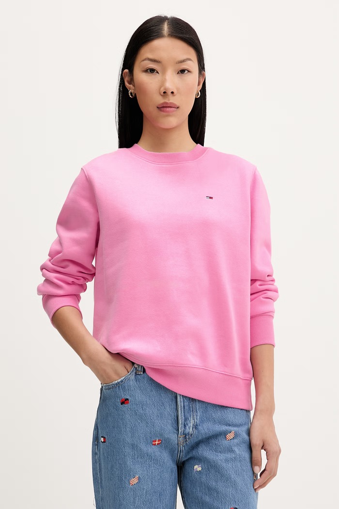 Tommy Jeans hanorac pentru femei, din bumbac roz DW0DW19959