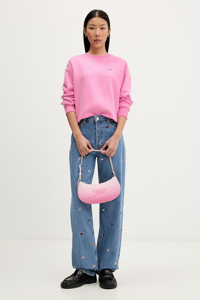 Tommy Jeans hanorac pentru femei, din bumbac DW0DW19959 roz SS26