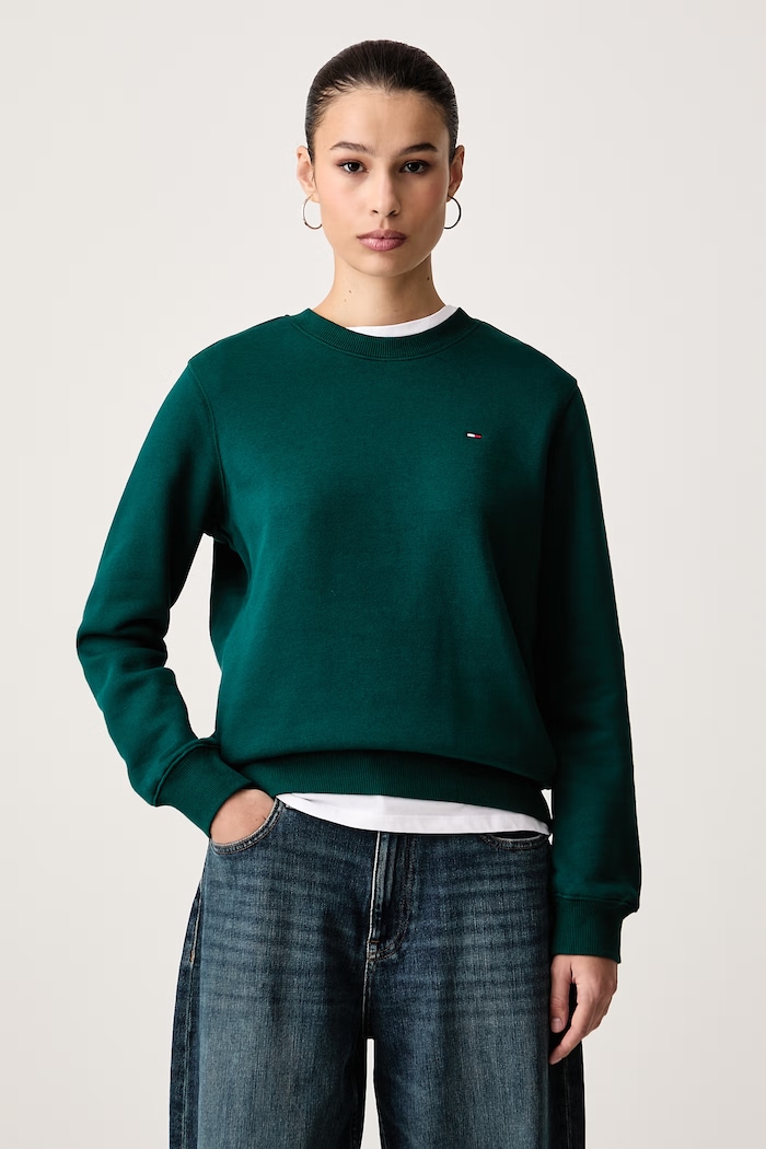 Tommy Jeans Mikina dámska s bavlnou zelená DW0DW19959