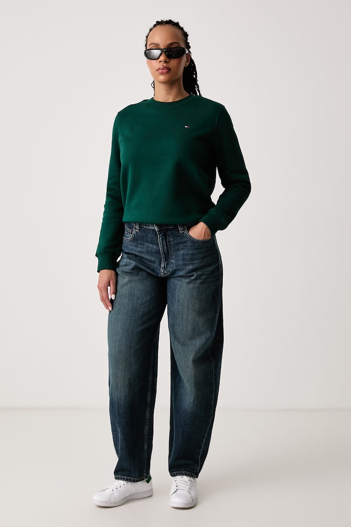 Tommy Jeans Bluza damska z bawełną DW0DW19959 zielony SS26