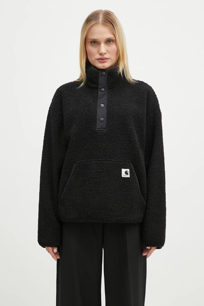 Carhartt WIP fleece sweatshirt Elliot High Neck Liner plain black I032241.00EXX