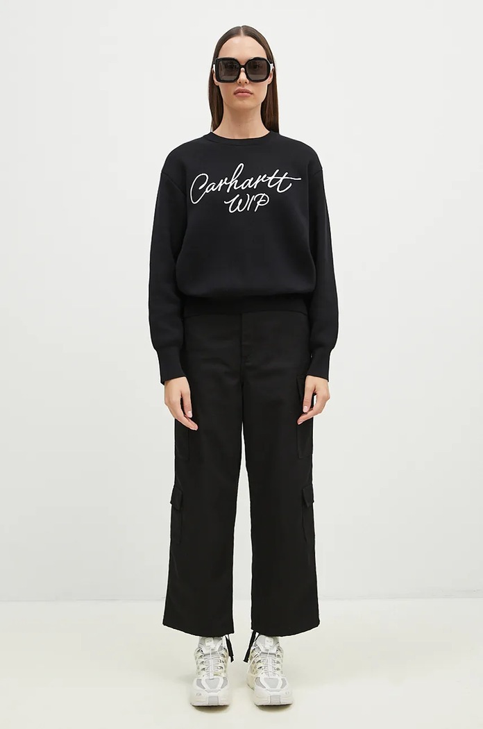 Carhartt WIP sweter bawełniany Signature Sweater I034034.K02XX czarny