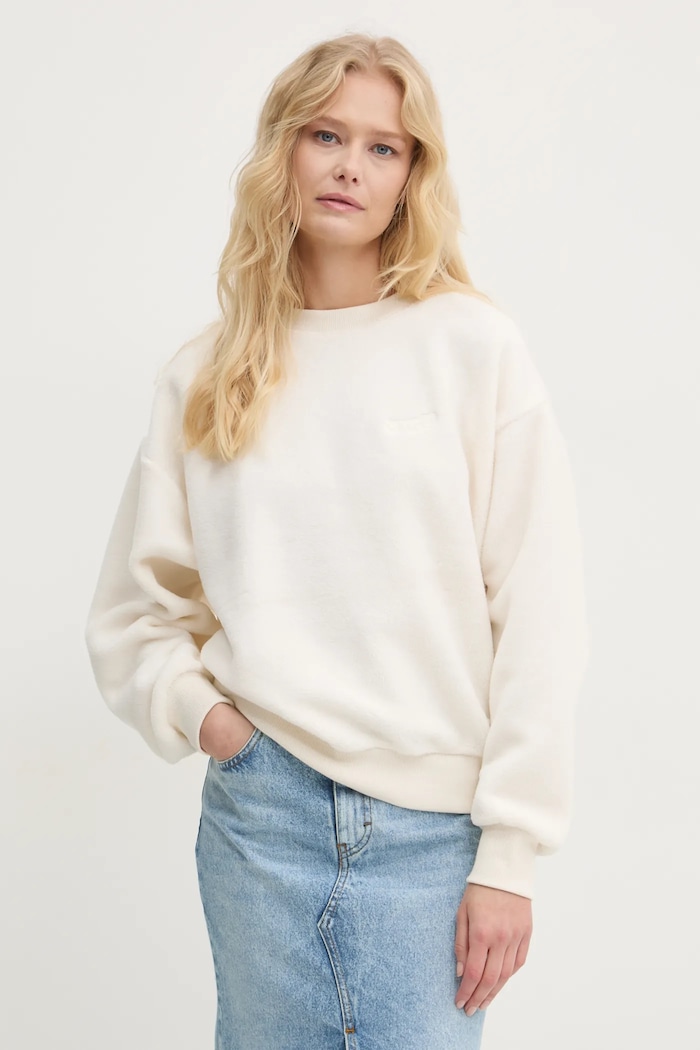 Fleecová mikina Volcom bez kapucne béžová B4632403