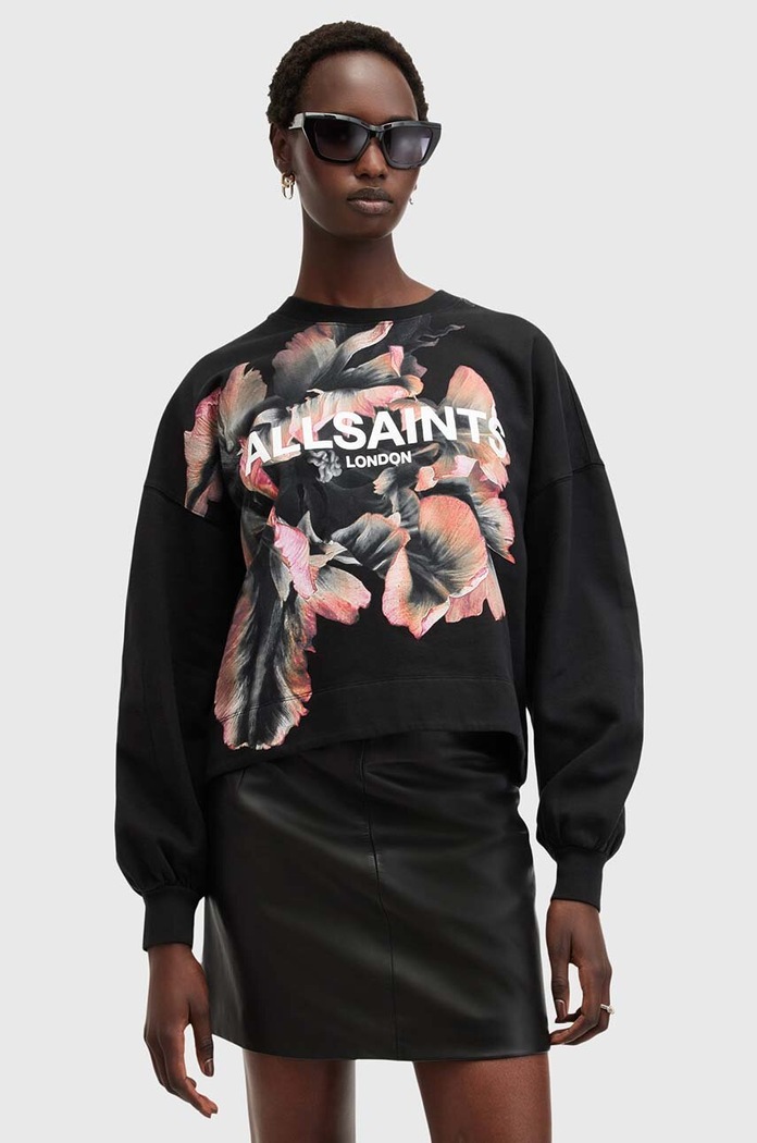 Oblečení Bavlněná mikina AllSaints FLEURIR LILA W097JB černá