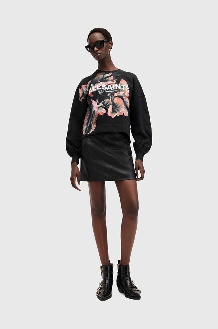 Bavlněná mikina AllSaints FLEURIR LILA W097JB černá