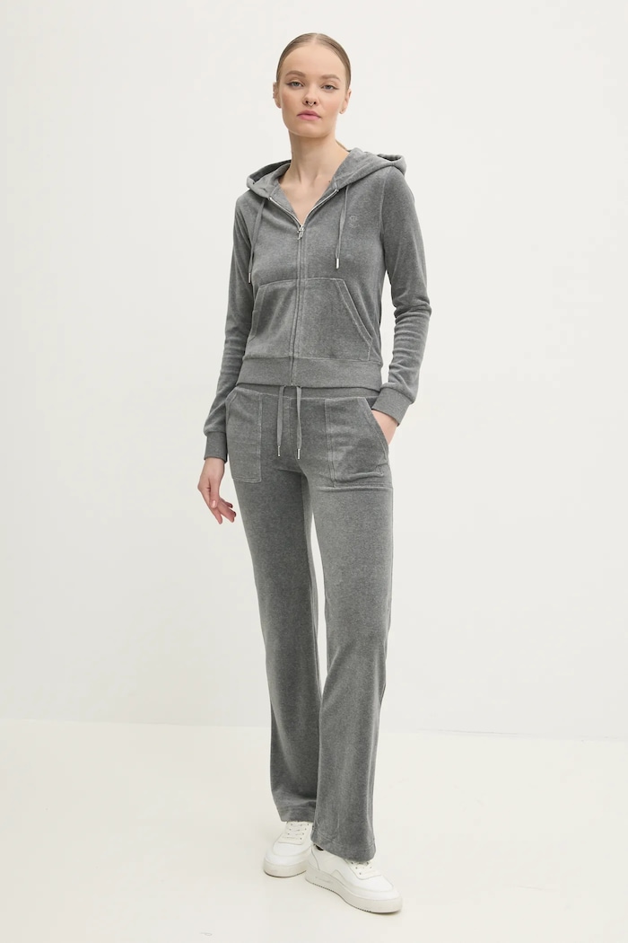 Juicy Couture Bluza welurowa ROBERTSON CLASS JCAP176.694 szary AW24